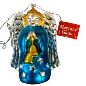 Department 56 Handblown 1992 Mercury Glass Large Christmas 'Angel' Ornament-New